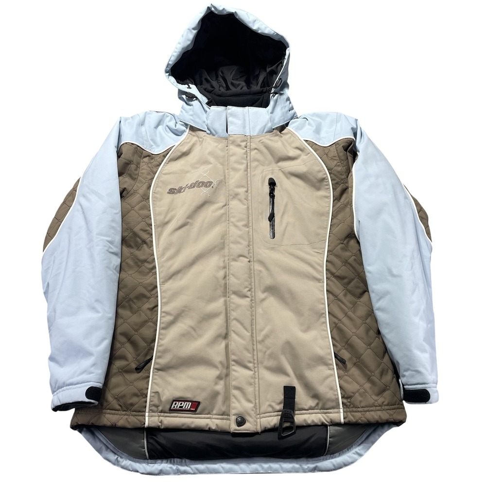 Ski-Doo RPM Max Jacket Womens Small Blue Brown Hooded Insulated Ski Snowmobile